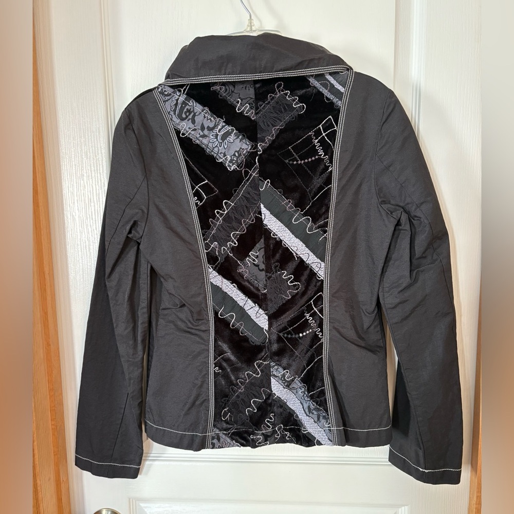 Kapalua Jacket Blazer Black with Velvet Inserts Feminine Neutral Office Career